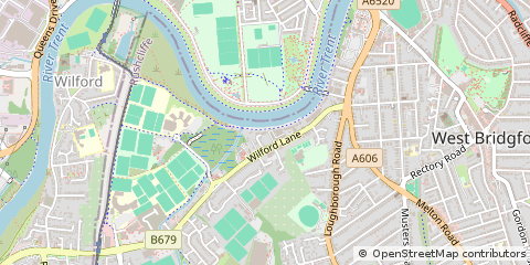 Map of West Bridgford, Nottingham