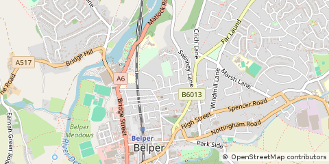 Map of Belper, Derbyshire