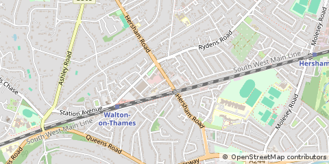 Map of Walton on Thames, Surrey