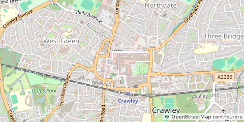 Map of Crawley, West Sussex