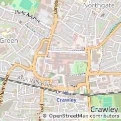 Map of Crawley, West Sussex
