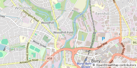 Map of Bury, Lancashire