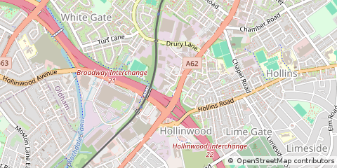 Map of Oldham, Greater Manchester