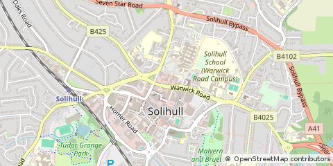 Map of Solihull, West Midlands