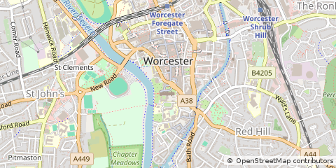 Map of Worcester, Worcestershire