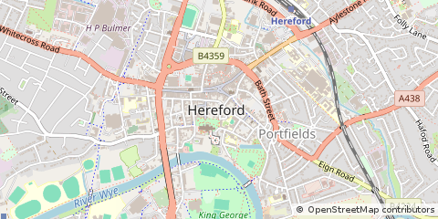 Map of Hereford, Herefordshire