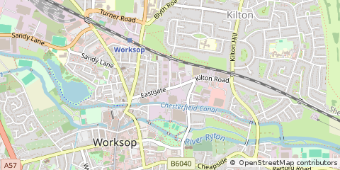 Map of Worksop, Nottinghamshire