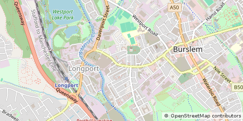 Map of Stoke on Trent, Staffordshire