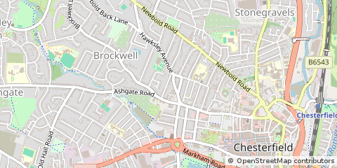 Map of Chesterfield, Derbyshire