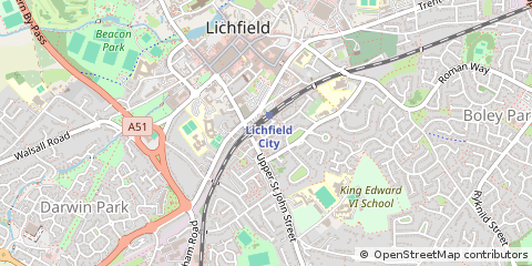 Map of Lichfield, Staffordshire