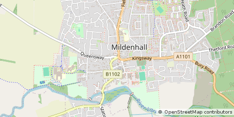 Map of Mildenhall, Suffolk