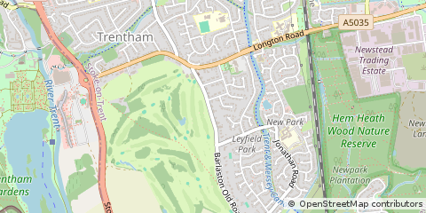 Map of Trentham, Staffordshire