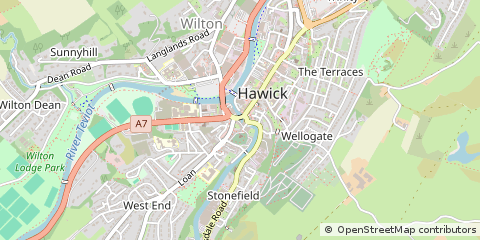 Map of Hawick, Scottish Borders