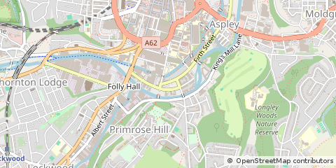 Map of Huddersfield, West Yorkshire