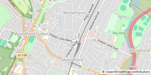 Map of Woodford Green, Essex