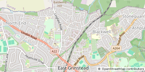 Map of East Grinstead, West Sussex