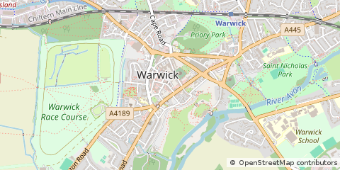 Map of Warwick, Warwickshire