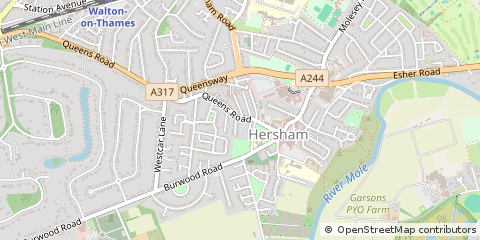 Map of Walton on Thames, Surrey