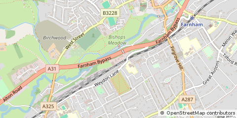 Map of Farnham, Surrey