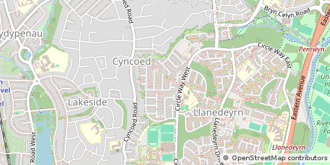 Map of Cardiff, South Glamorgan