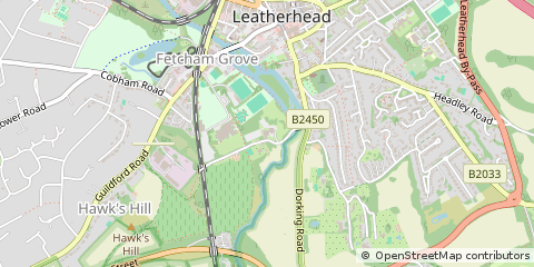 Map of Leatherhead, Surrey