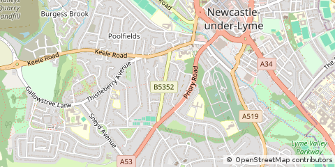 Map of Newcastle Under Lyme, Staffordshire