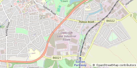 Map of Sutton in Ashfield, Nottinghamshire