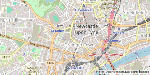 Map of Newcastle, Tyne And Wear