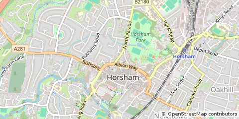Map of Horsham, West Sussex