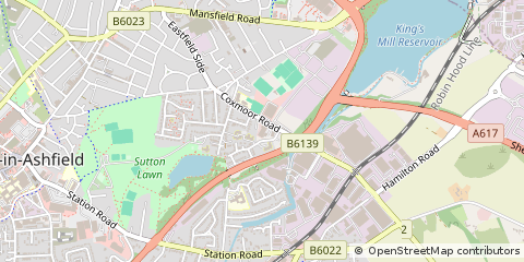 Map of Sutton-in-Ashfield, Nottinghamshire