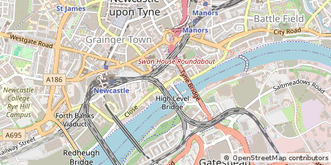 Map of Newcastle Upon Tyne, Tyne & Wear