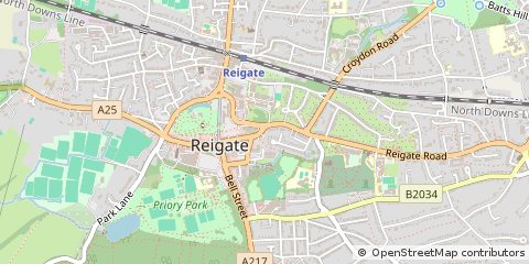 Map of Reigate, Surrey