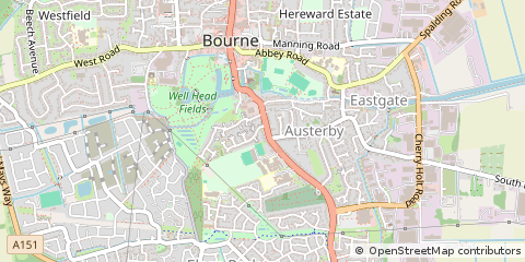 Map of Bourne, Lincolnshire