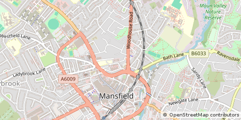 Map of Mansfield, Nottinghamshire