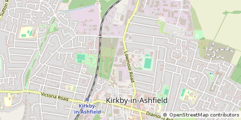 Map of Kirkby in Ashfield, Nottinghamshire