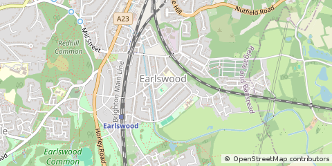 Map of Redhill, Surrey
