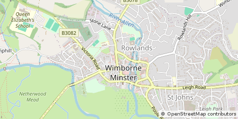 Map of Wimborne, Dorset