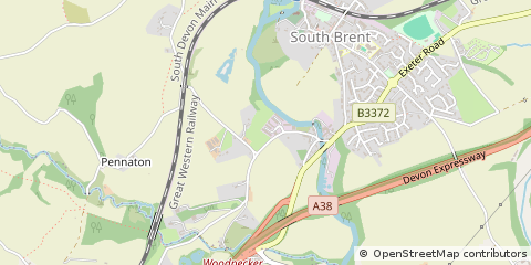 Map of South Brent, Devon