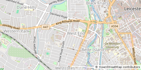 Map of Leicester, Leicestershire