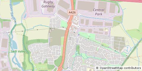 Map of Rugby, Warwickshire