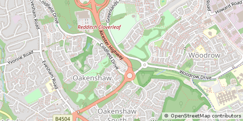 Map of Redditch, Worcestershire