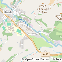 Map of Llanfyllin, Powys
