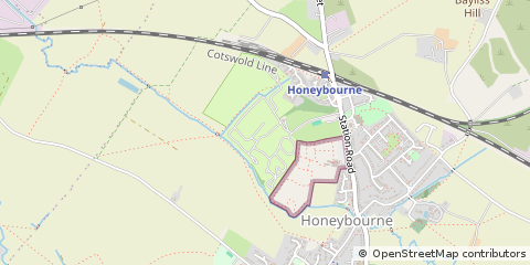 Map of Honeybourne Evesham, Worcestershire