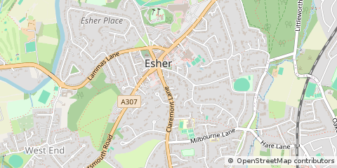 Map of Esher, Surrey