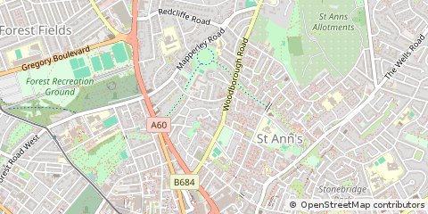 Map of Nottingham, Nottinghamshire