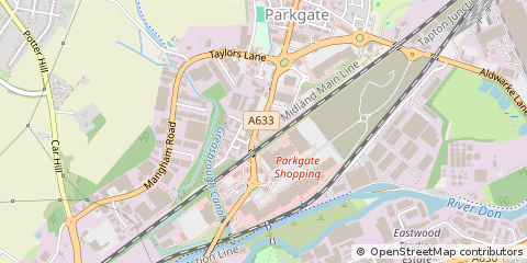 Map of Rotherham, South Yorkshire