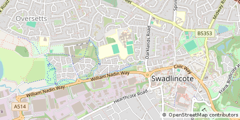 Map of Swadlincote, Derbyshire