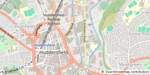 Map of Huddersfield, West Yorkshire
