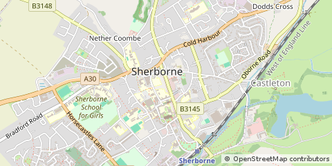 Map of Sherborne, Dorset
