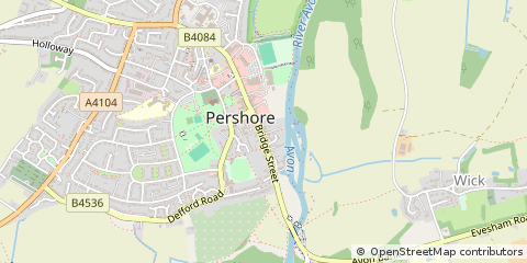 Map of Pershore, Worcestershire